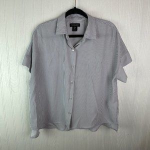 Rachel Zoe Button up Blouse Gray & White Stripe size‎ Medium